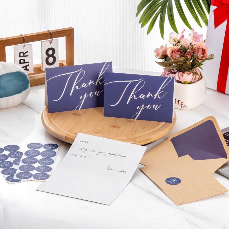 Thboxes 50 Pack Thank You Cards with Envelopes, 4x6 Inch Thank You Cards Bulk Blank Notes Card with Envelopes & Stickers for Wedding, Baby Shower, Bridal Shower, Birthday, Thanksgiving, Christmas - Image 3